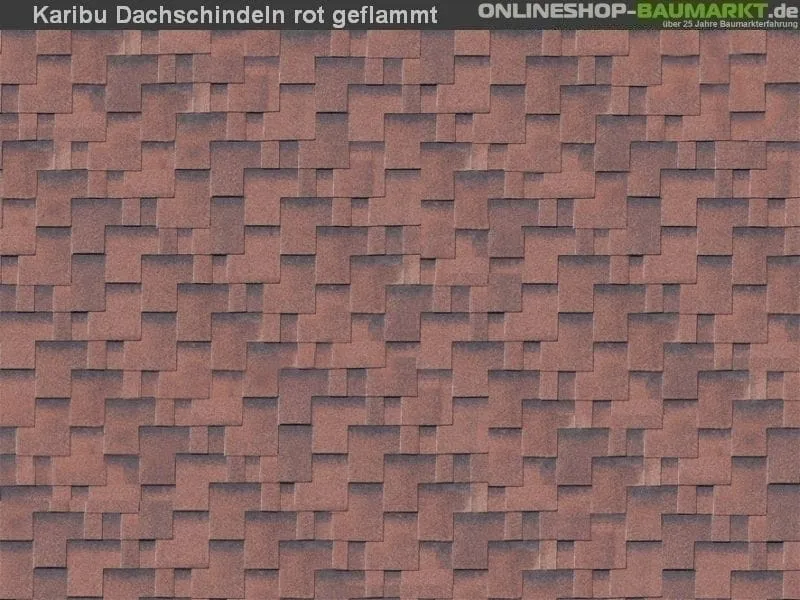 Karibu Dachschindeln Asymetrisch rot geflammt 14 Pakete