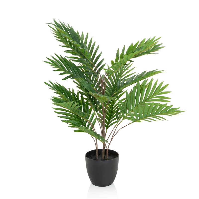 B-Ware hjh OFFICE Kunstpflanze Areca Palme 70cm Pflegeleicht Indoor Outdoor Deko grün