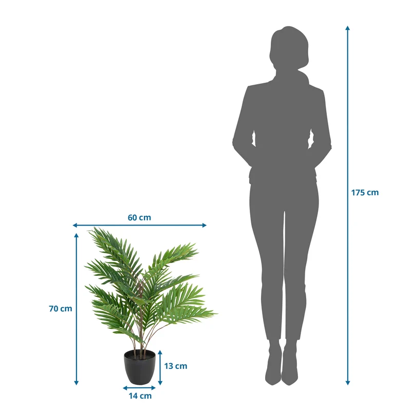 B-Ware hjh OFFICE Kunstpflanze Areca Palme 70cm Pflegeleicht Indoor Outdoor Deko grün
