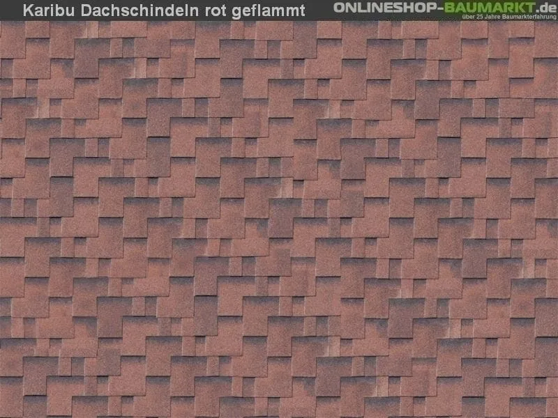 Karibu Dachschindeln Asymetrisch rot geflammt 19 Pakete