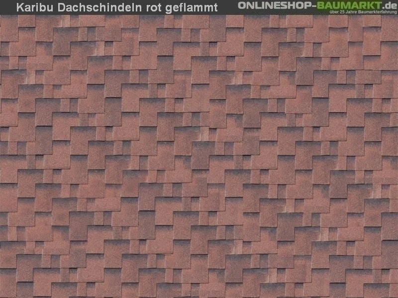 Karibu Dachschindeln Asymetrisch rot geflammt 19 Pakete