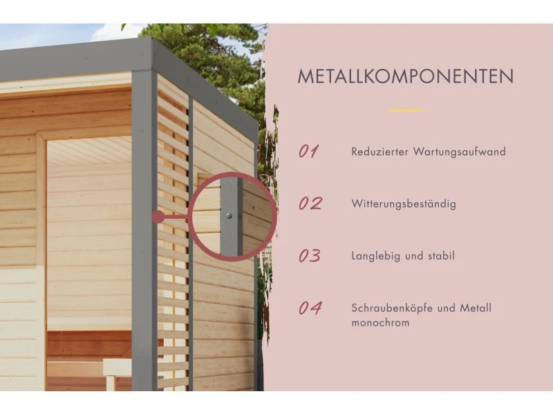 Karibu Hybrid Saunahaus Ares 1, anthrazit/graualuminium, inkl. 9 kW Bioofen ext. Steuerung