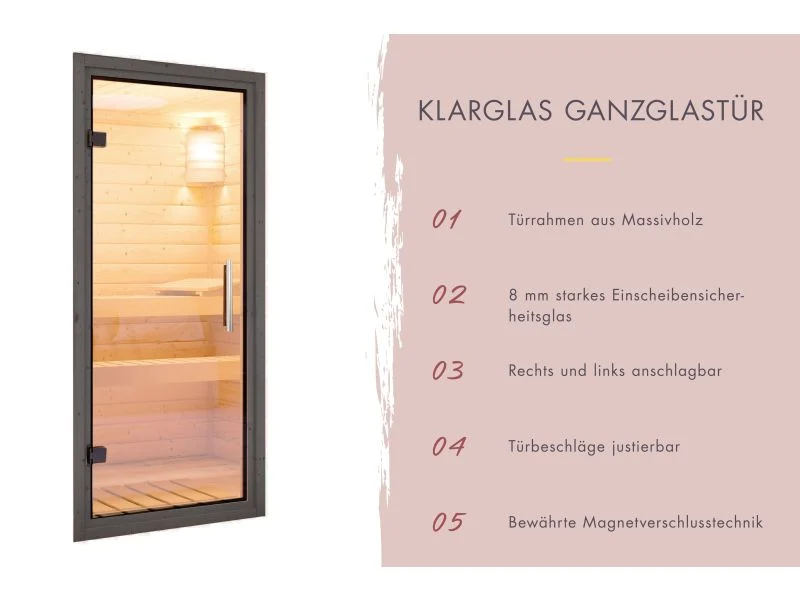 Karibu Hybrid Saunahaus Ares 3, anthrazit/graualuminium -ohne Ofen-