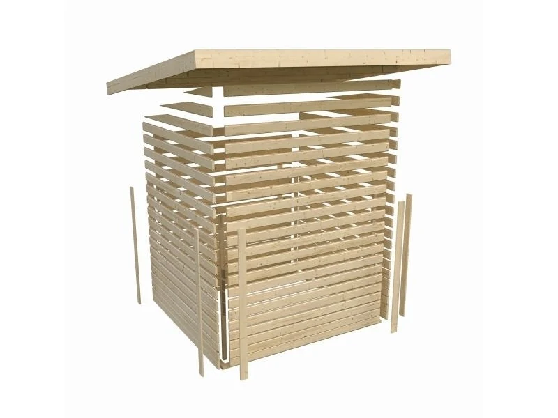 Karibu Gartenhaus Northeim 4 natur mit Anbaudach 3 m