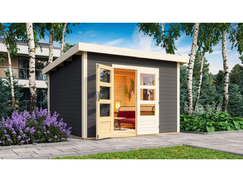 Karibu Gartenhaus Northeim 3 in terragrau 38 mm