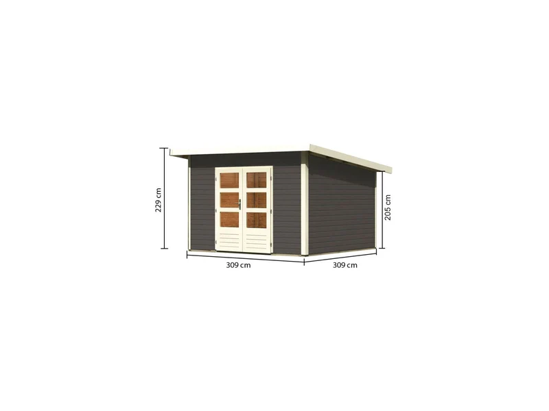 Karibu Gartenhaus Northeim 3 in terragrau 38 mm