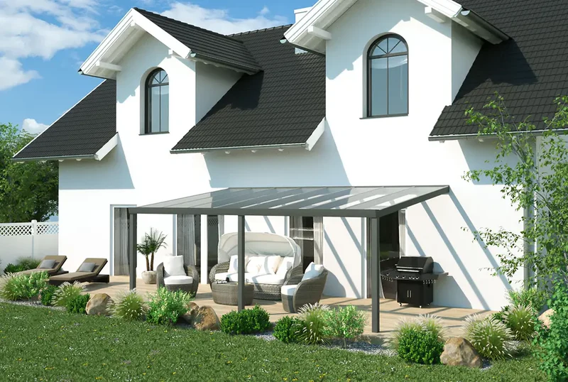 Terrassenüberdachung Aluminium 600x250cm VSG anthrazit