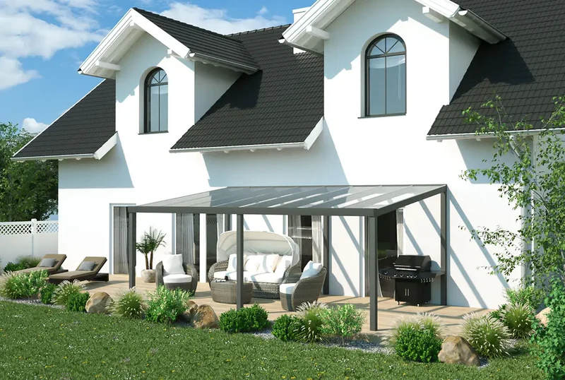 Terrassenüberdachung Aluminium 600x250cm VSG anthrazit