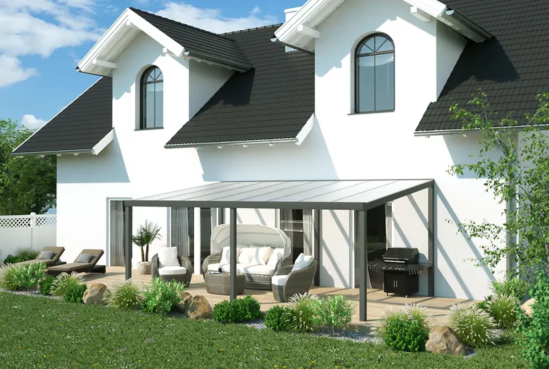 Terrassenüberdachung Aluminium 600x250cm VSG anthrazit