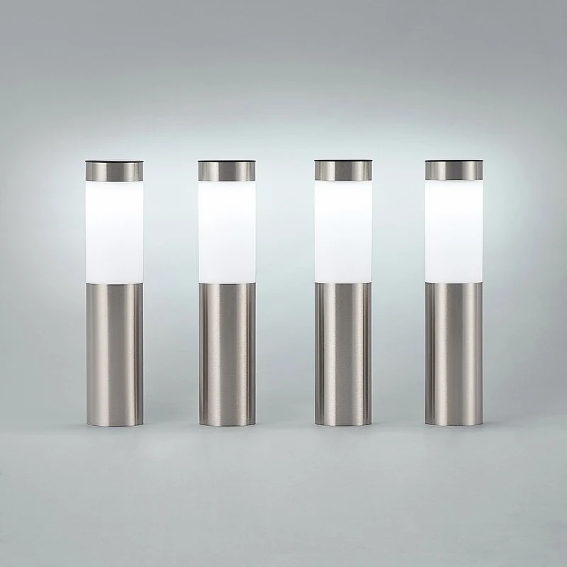 B-Ware Lindby Solarlampe Solarleuchte LED Erdspießleuchte Set Sirita Silber Opalweiß