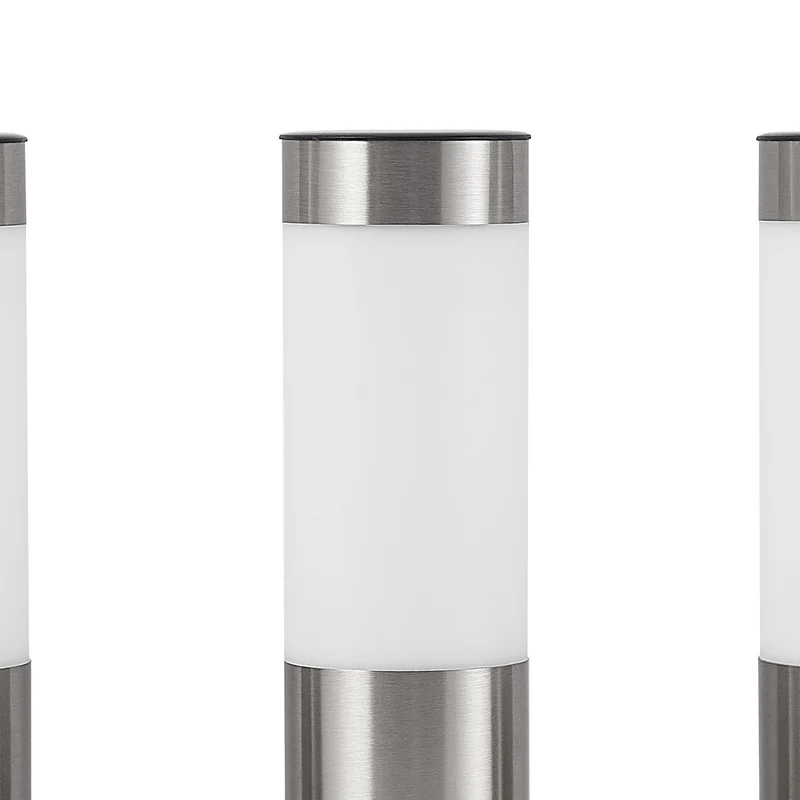 B-Ware Lindby Solarlampe Solarleuchte LED Erdspießleuchte Set Sirita Silber Opalweiß