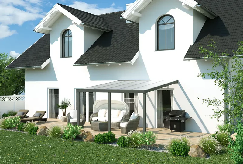 Terrassenüberdachung Aluminium 400x250cm VSG grau