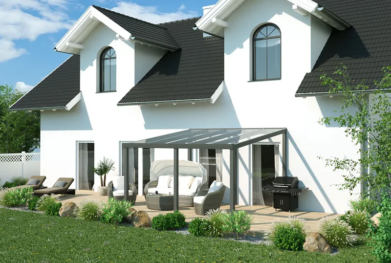 Terrassenüberdachung Aluminium 400x250cm VSG grau