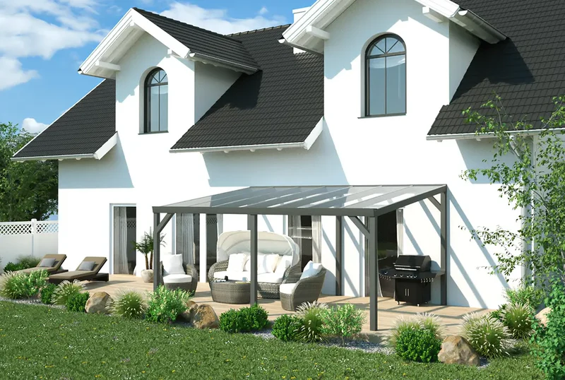 Terrassenüberdachung Aluminium 500x250cm VSG grau