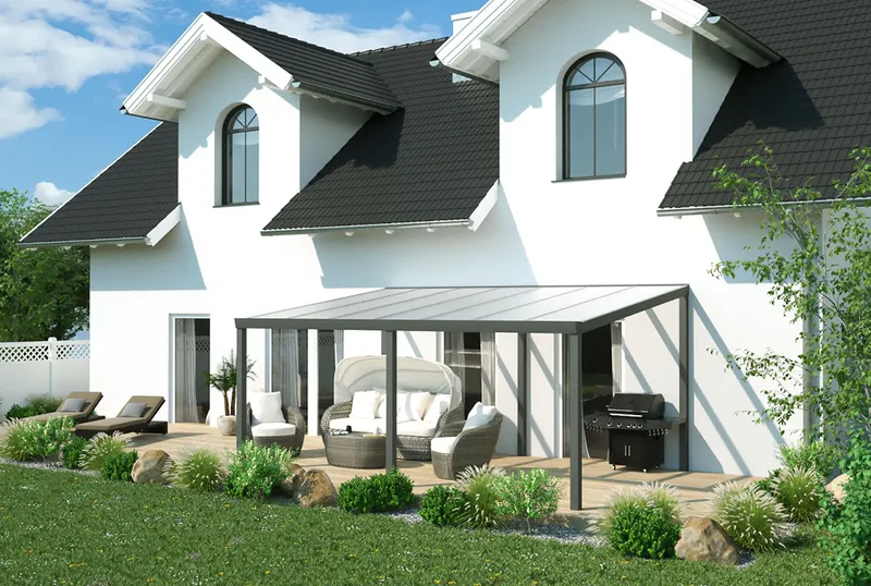 Terrassenüberdachung Aluminium 500x250cm VSG grau