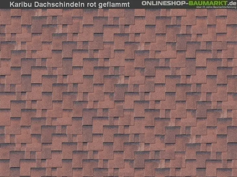 Karibu Dachschindeln Asymetrisch rot geflammt 8 Pakete