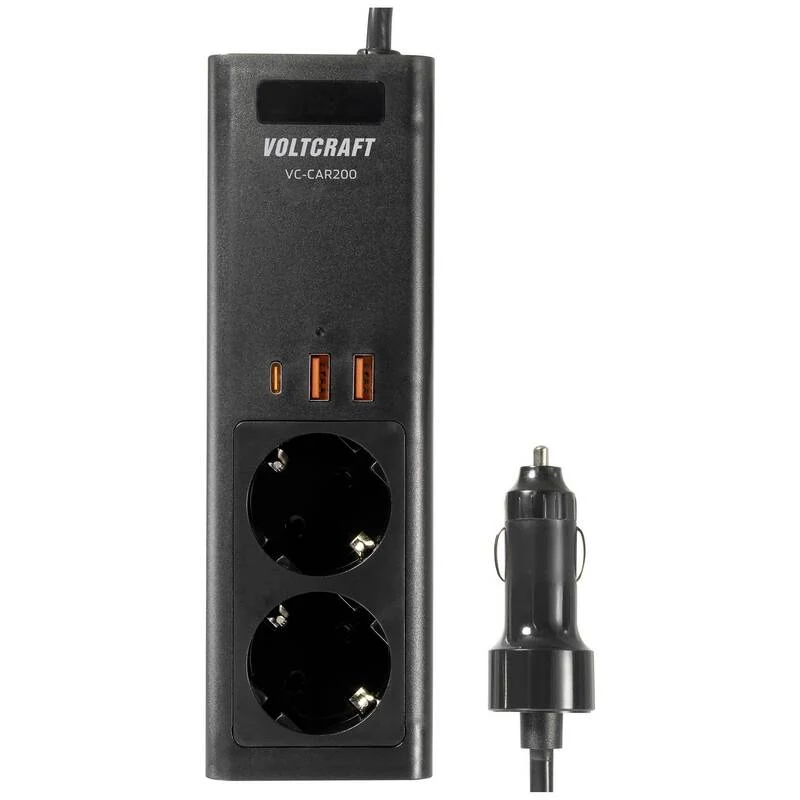 B-Ware Voltcraft Wechselrichter VC-CAR200 200W 12V DC 230V AC USB Zigarettenanzünder