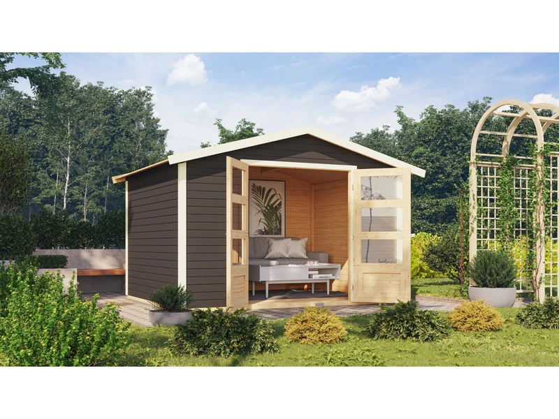 Karibu Gartenhaus Amberg 5 terragrau