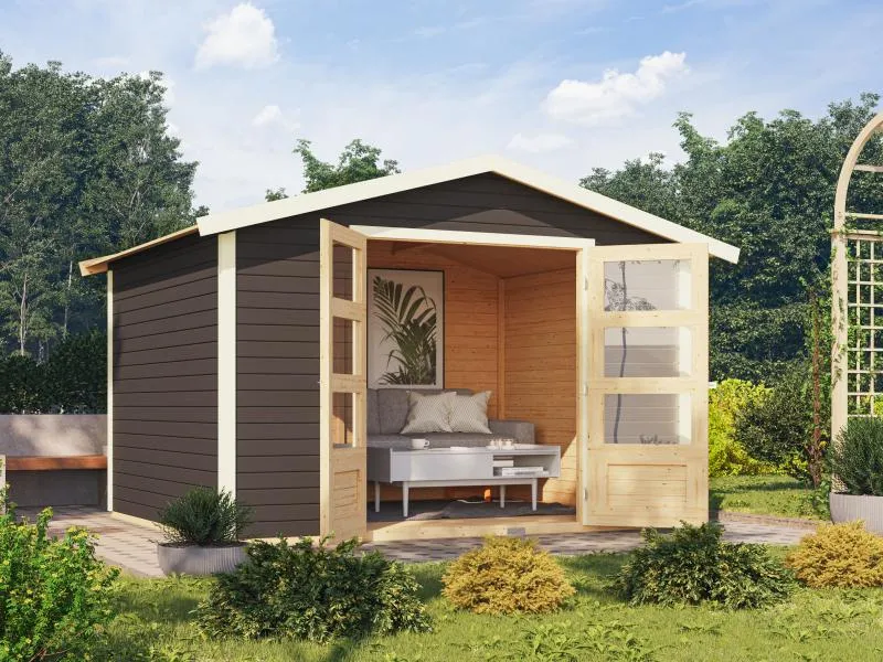 Karibu Gartenhaus Amberg 5 terragrau