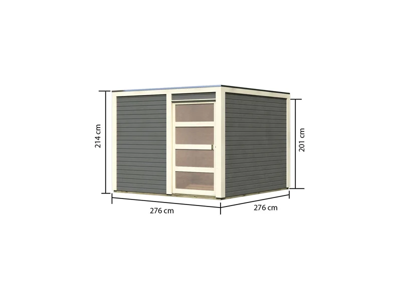 Karibu Gartenhaus Qubic 2 terragrau