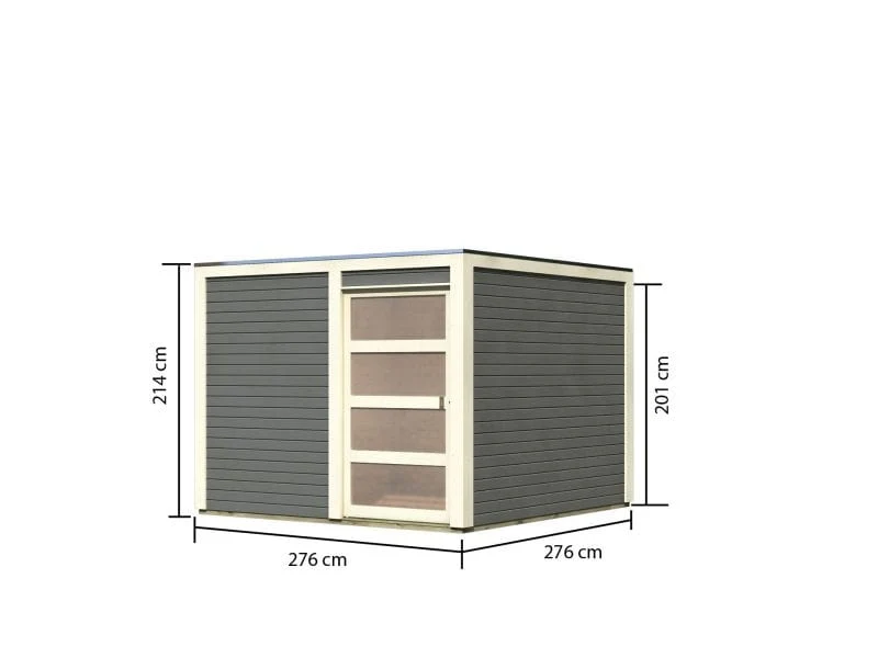 Karibu Gartenhaus Qubic 2 terragrau