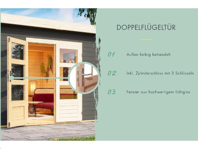 Karibu Gartenhaus Talkau 8 in terragrau 28 mm