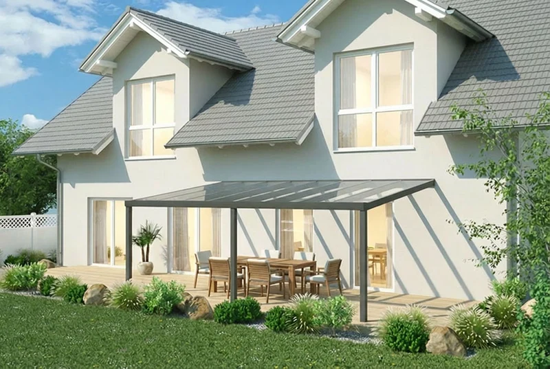 Terrassenüberdachung Aluminium 500x400cm VSG anthrazit