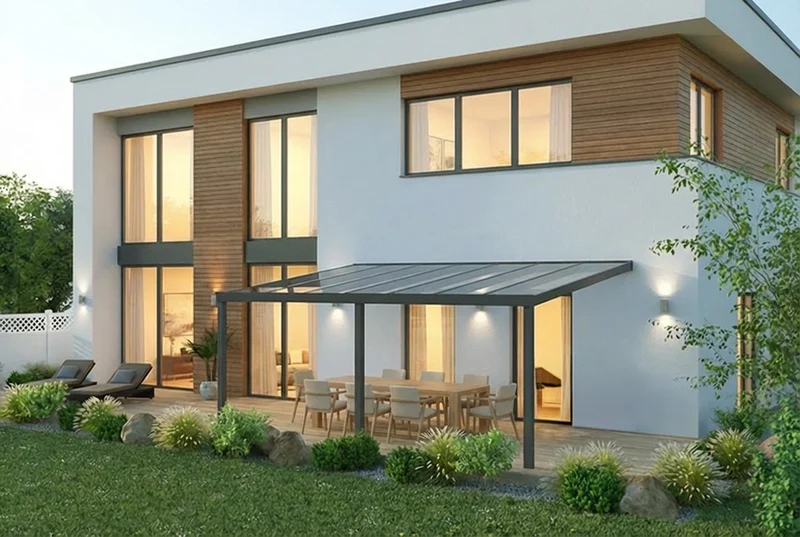Terrassenüberdachung Aluminium 500x350cm VSG weiß