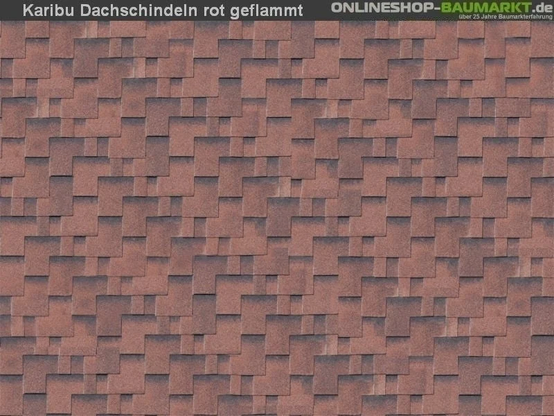 Karibu Dachschindeln Asymetrisch rot geflammt 6 Pakete