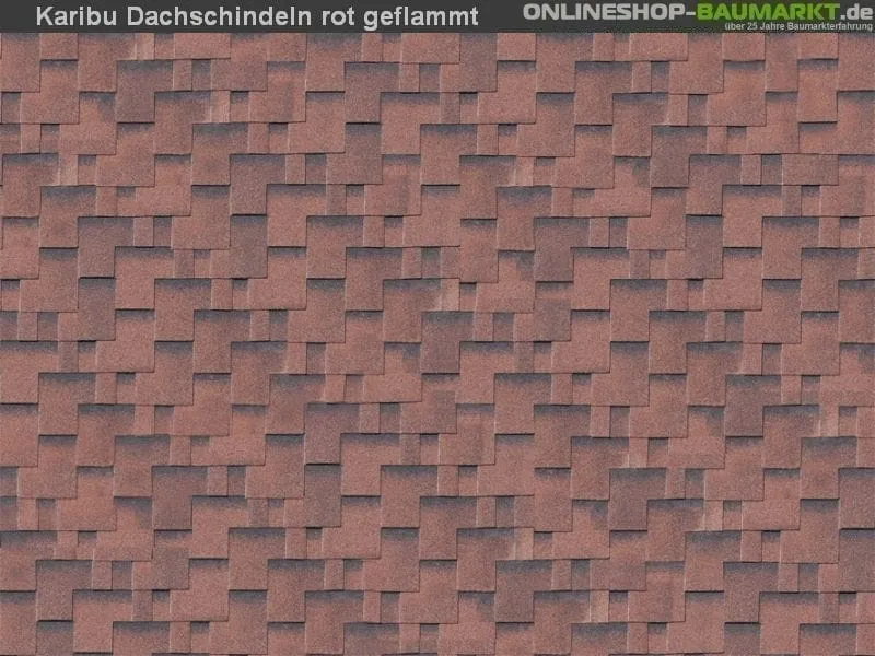 Karibu Dachschindeln Asymetrisch rot geflammt 3 Pakete
