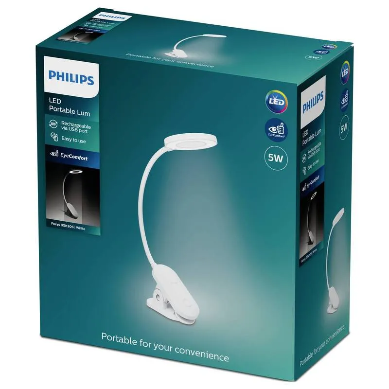B-Ware Philips LED Tischlampe DSK206 Akku dimmbar Leuchte 5W Kaltweiß Weiß 362x203mm