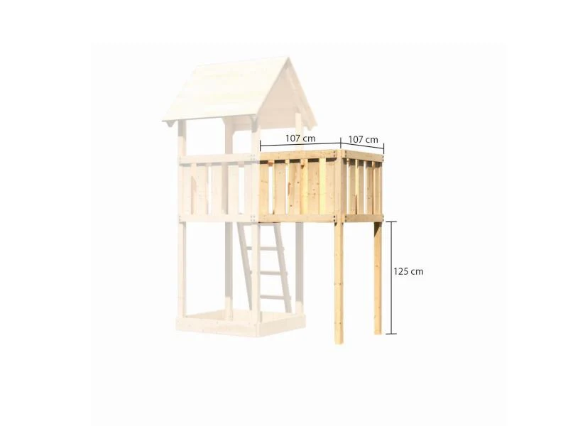 Karibu Stelzenhaus Frieda + Doppelschaukelanbau Klettergerüst + Anbauplattform