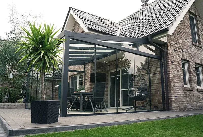 Glasschiebewand anthrazit (RAL 7016) 10mm