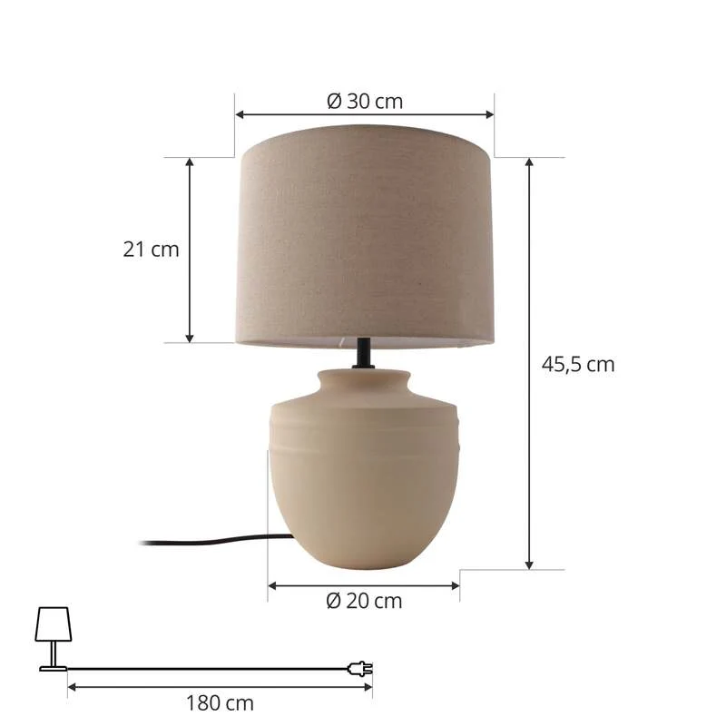 B-Ware Lindby Tischleuchte Lampe Thalassia LED Tischlampe Leuchte beige Ø30cm 45,5cm