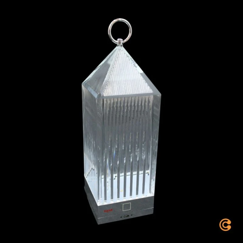 B-Ware Kartell Tischlampe Lantern LED Leuchte dimmbar recycelt transparent IP54 31cm
