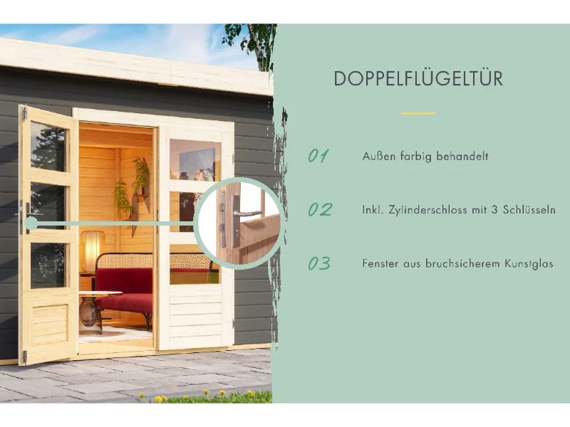 Karibu Gartenhaus Talkau 3 in terragrau 28 mm