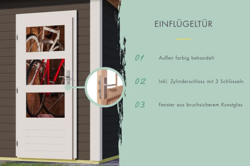 Karibu Gartenhaus Mattrup 2-Raum-Haus in terragrau 28 mm