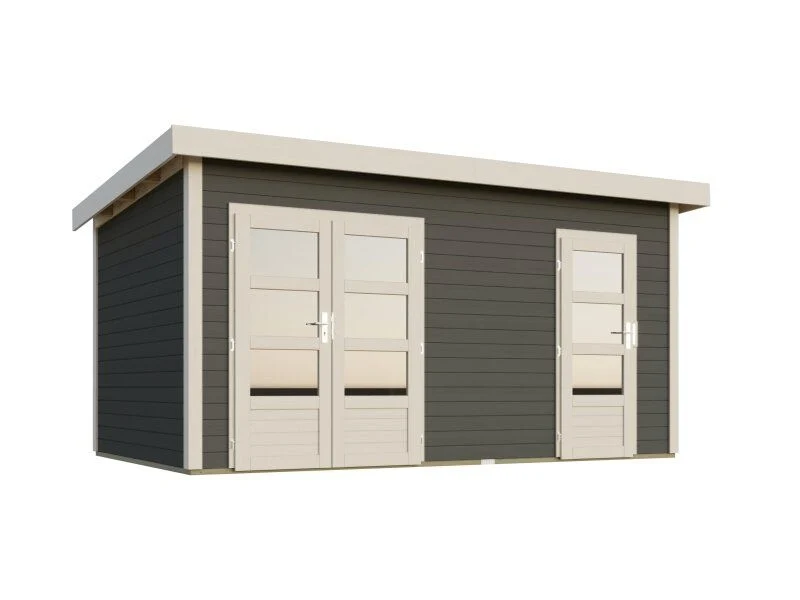 Karibu Gartenhaus Mattrup 2-Raum-Haus in terragrau 28 mm