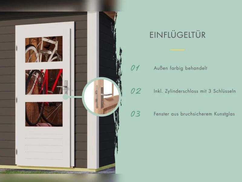 Karibu Gartenhaus Mattrup 2-Raum-Haus in terragrau 28 mm