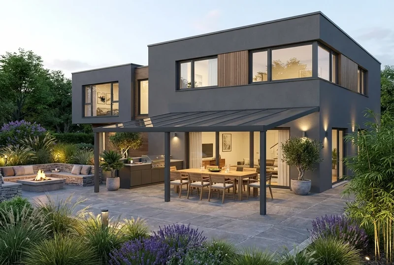 Terrassenüberdachung Aluminium 600x300cm VSG schwarz