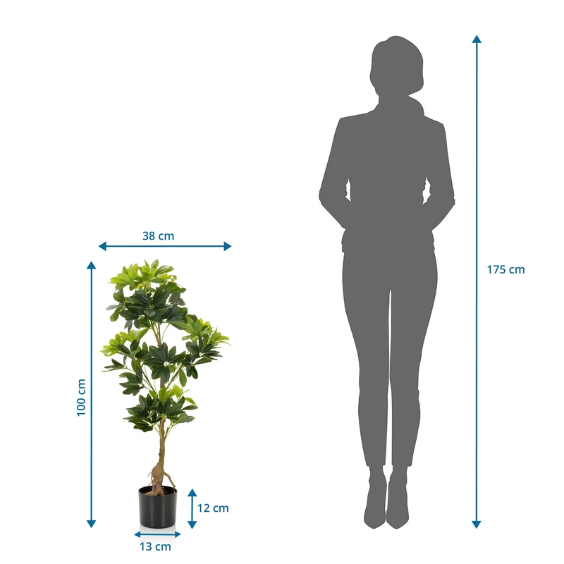 B-Ware hjh OFFICE Kunstpflanze Kunstbaum Schefflera Strahlenaralie 90 cm Kunststoff