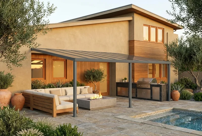 Terrassenüberdachung Aluminium 500x300cm VSG anthrazit