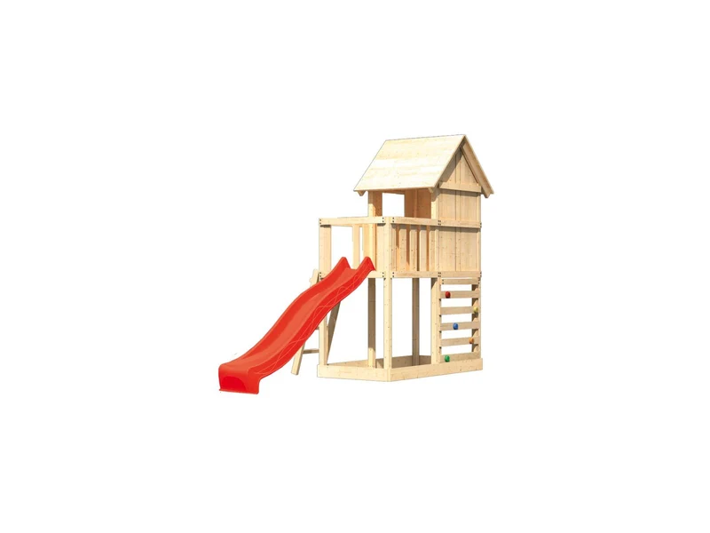 Karibu Stelzenhaus Frieda + Rutsche rot + Kletterwand