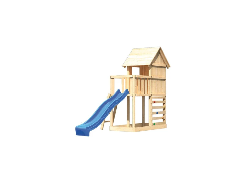 Karibu Stelzenhaus Frieda + Rutsche blau + Kletterwand