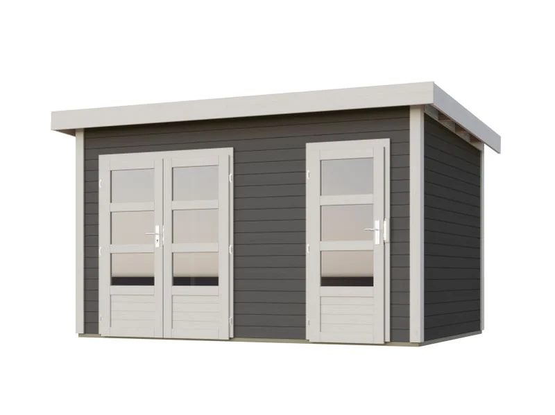 Karibu Gartenhaus Tintrup 2-Raum-Haus in terragrau 28 mm