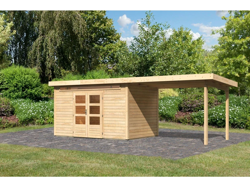 Karibu Gartenhaus Kandern 7 mit Anbaudach 2,95 Meter