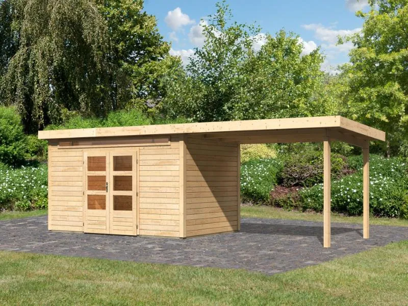 Karibu Gartenhaus Kandern 7 mit Anbaudach 2,95 Meter