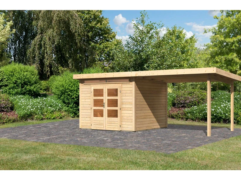 Karibu Gartenhaus Kandern 6 mit Anbaudach 2,95 Meter