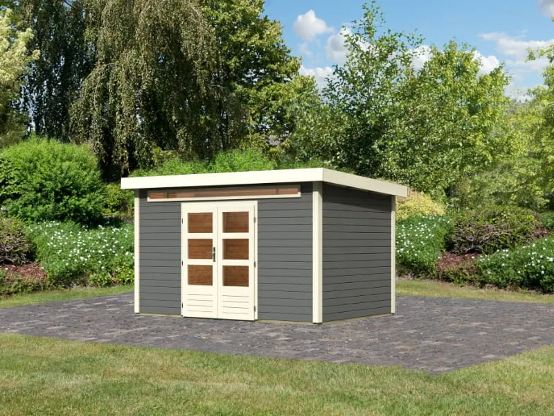 Karibu Gartenhaus Kandern 7 in terragrau 28 mm