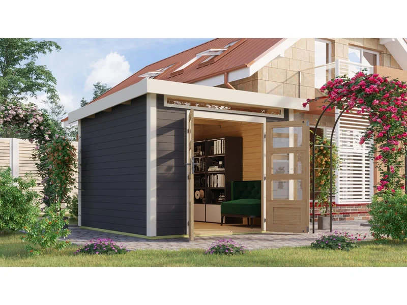Karibu Gartenhaus Kandern 6 in terragrau 28 mm
